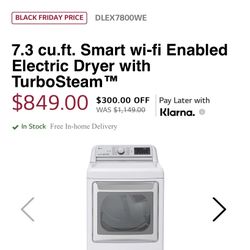 7.3 cu.ft. Smart wi-fi Enabled Electric Dryer with TurboSteamâ„¢