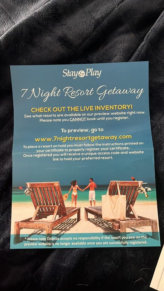 7 Day Hotel Voucher ( Good Until 2025 )