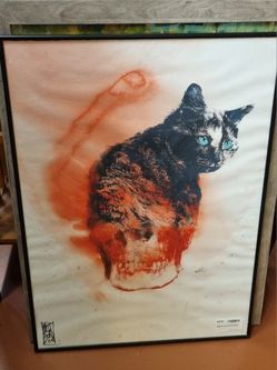 Mixed Media Cat And Skull