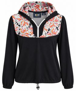 Maeve Anthropologie XS Floral Hooded Pullover Black Quarter Zip Women’s Jacket