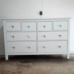 White glossy Ikea Hemnes dresser
