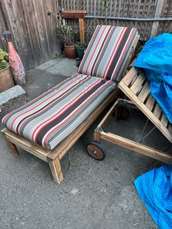 Solid Wood Outdoor Loungers with Sunbrella Cushions (Pair) Solid Wood Outdoor Loungers with Sunbrella Cushions (Pair)