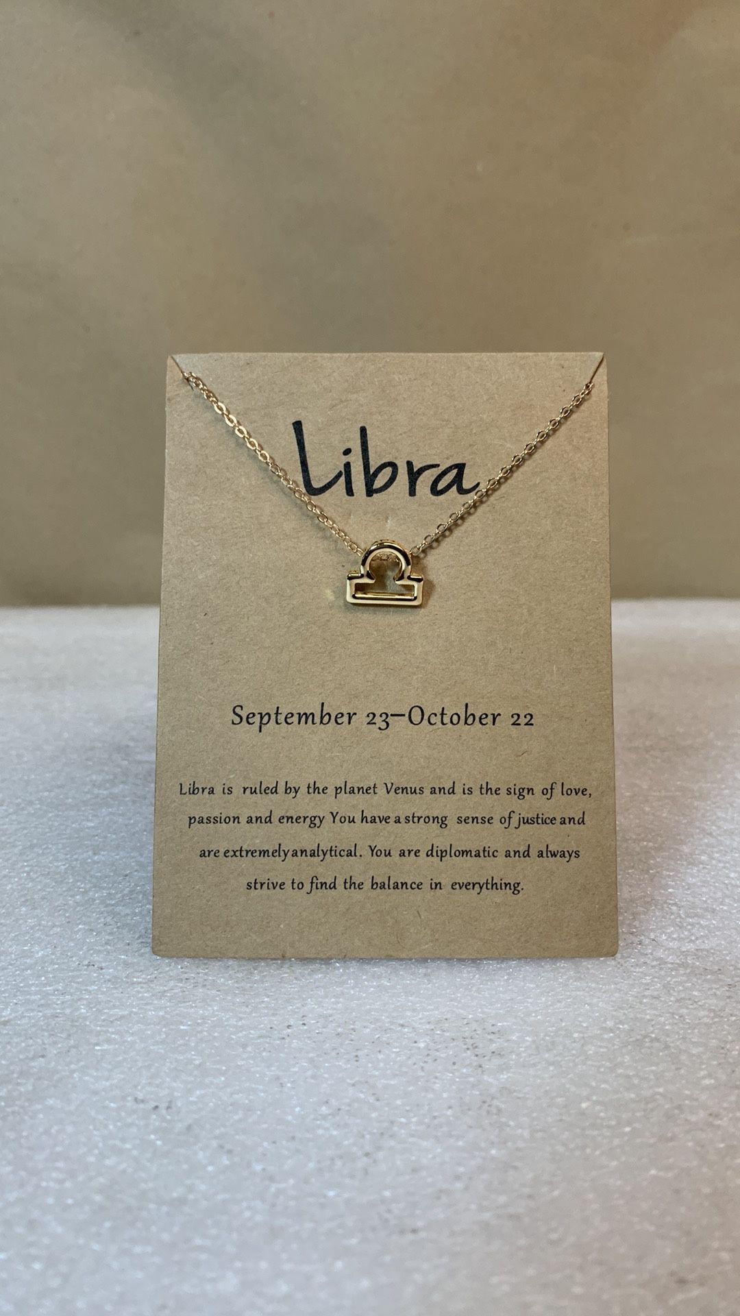 Libra ♎️ Zodiac Sign Choker Necklace Horoscope Yellow Gold Plated