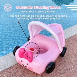 Cute Pink Car Baby Pool Float with Canopy - Like New (Used Once)