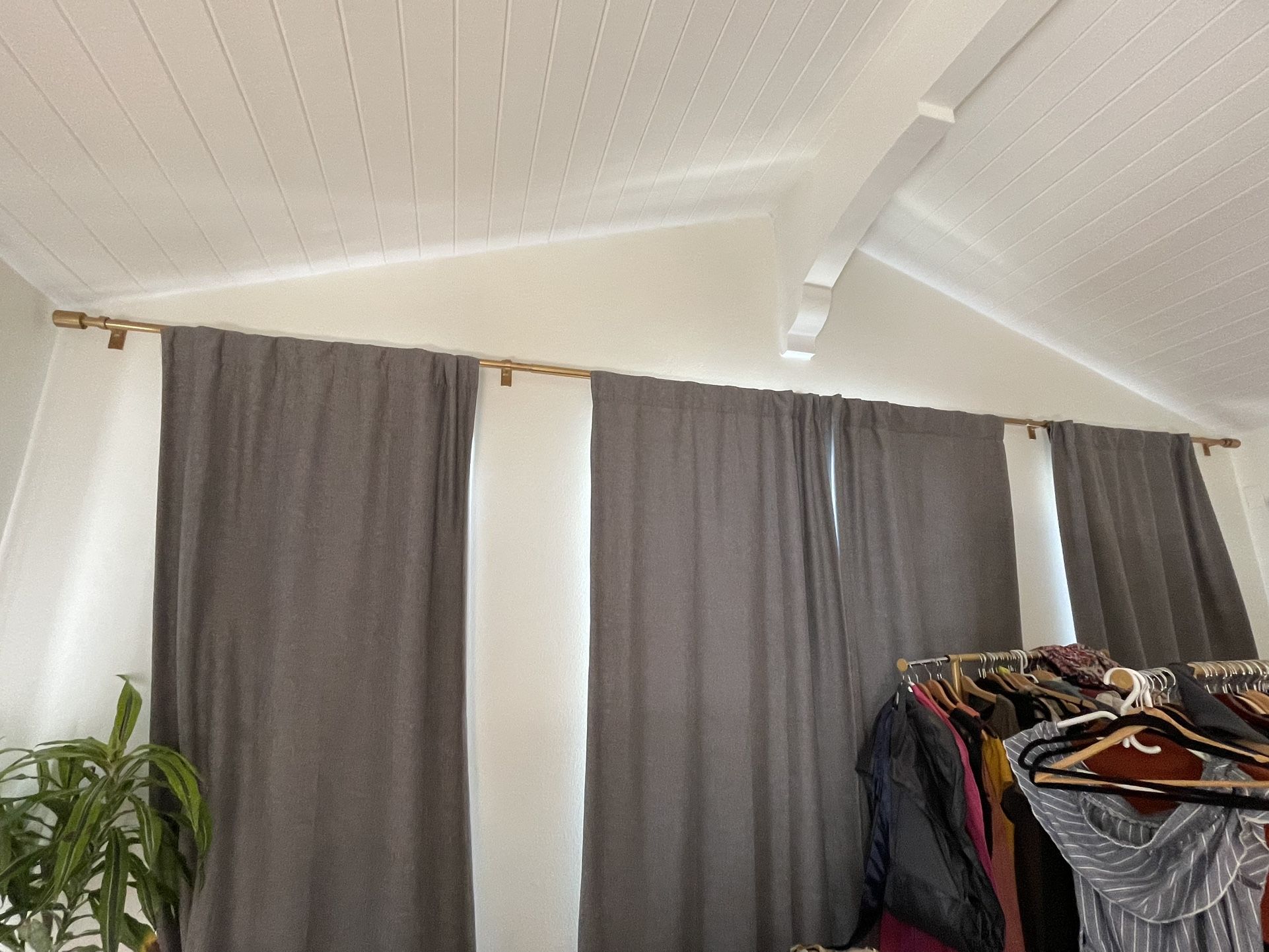 4 West Elm Drapes Panels, Grey Cross Weave With Blackout Lining. West Elm Curtains. 48x108L