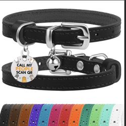 BRONZEDOG Leather Cat Collar