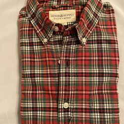 DENIM & SUPPLY RALPH LAUREN LONG SLEEVE SHIRT RED GREEN PLAID MID WEIGHT MENS M