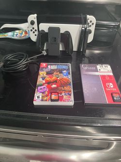 Nintendo OLED White with chords, controller,games