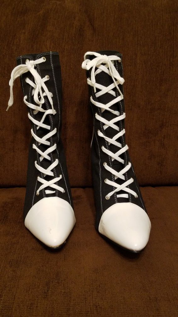 Ladies womens sexy referee racer Halloween costume shoes boots Size 10