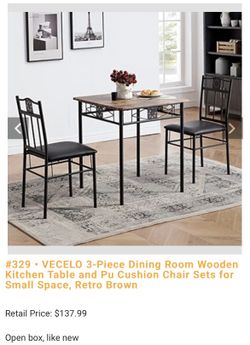 Vecelo 3 Piece Dining Room/Kitchen Table