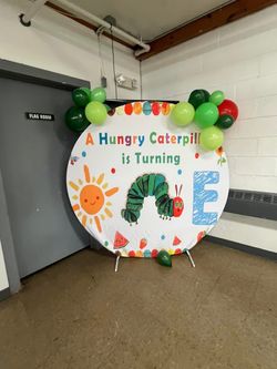 Caterpillar is turning one backdrop cover comes with hat for sale! 6Ft cover message me if interested! 40$ STAND NOT INCLUDED!