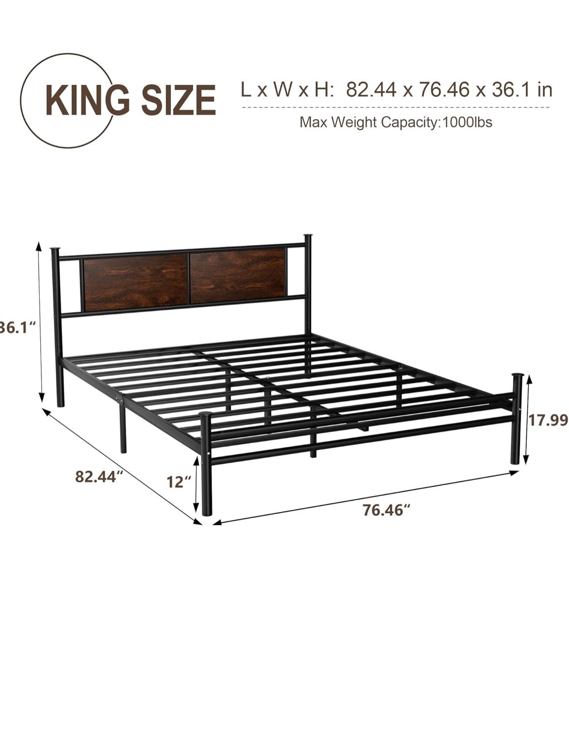KING SIZE BED FRAME WITH HEADBOARD 📣NO MATTRESS ONLY BED FRAME