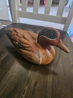 Vintage Wood Carved Duck