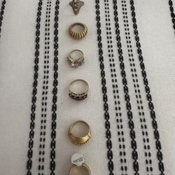 Lot Of 7 Gold Tone Costume Electroplated Rings