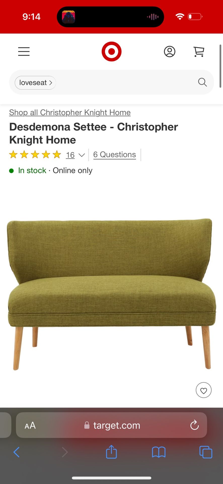 Christopher knight Loveseat Couch