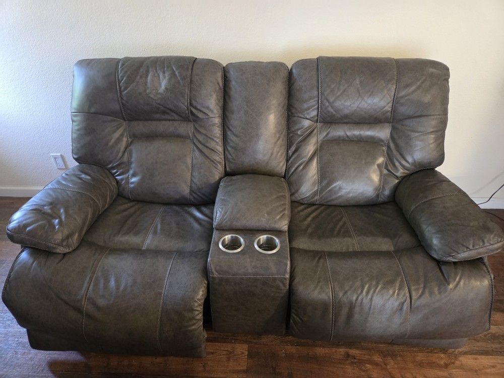Leather Power Recliner Loveseat