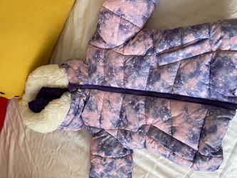 Girls Galaxy Print Puffer Jacket with Hood 2 years old