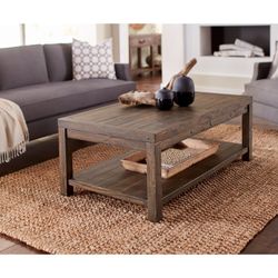 Craster Reclaimed Wood Rectangular Coffee Table in Smoky Taupe $220