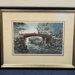 TSUCHIYA KOITSU - "Sacred Bridge In Nikko" Framed Woodblock Print