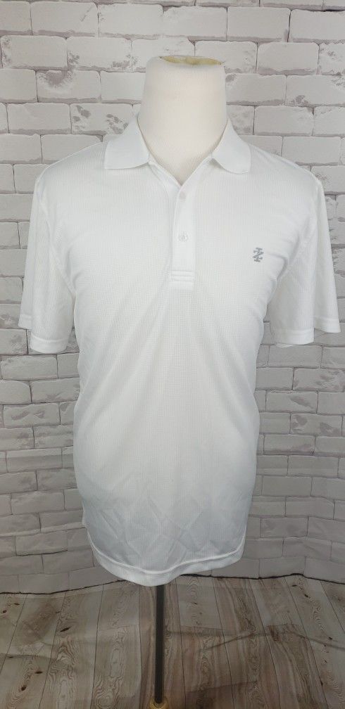 IZOD Golf Mens Large White Polo Casual Short Sleeve Shirt