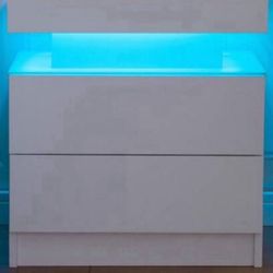 Nightstand LED Bedside Table For Bedroom Modern Night Stand With 2 Wood Drawers End Side Table For Bedroom. Cabinet