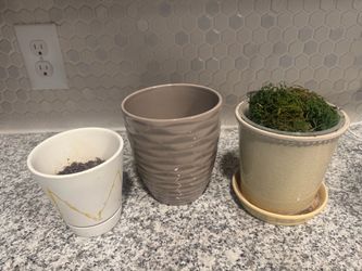 Set of 3 Ceramic Plant Pots free