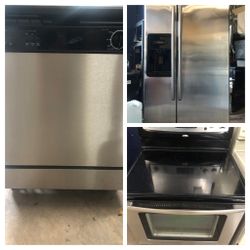 Stainless steel side-by-side kitchen appliances