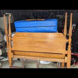 UP FOR SALE IS A BEAUTIFUL SOLID WOOD FURNITURE KING BED FRAME
