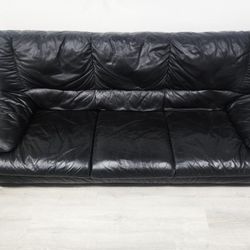6 Ft. Black Leather Sofa