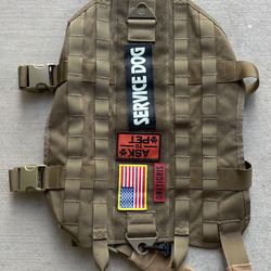 TACTICAL DOG VEST HARNESS CANINE MOLLE BAG HUNTING TRAINING MILITARY / Brown / Size Large