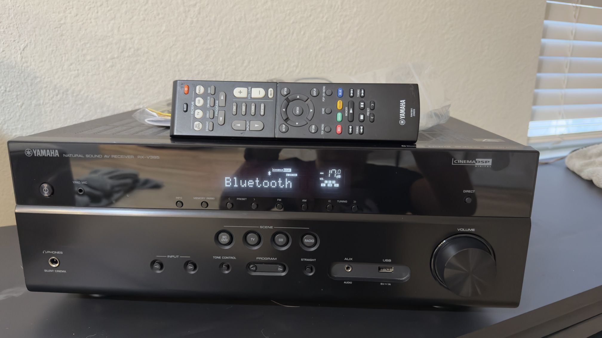 Yamaha RX-V385 5.1 Channel 4K Ultra HD AV Bluetooth Home Theater Stereo Receiver