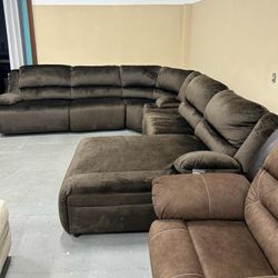 CLONMEL CHOCOLATE RAF POWER RECLINER SECTIONAL
