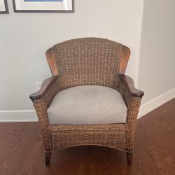 Rattan Arm Chair With Organic Cushion Cover