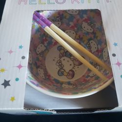 Hello Kitty Bowl And Chopsticks 