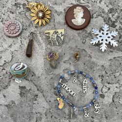 Unique Jewelry Treasures , Cameo , Brooches , Bracelet And Marino Glass Ring .