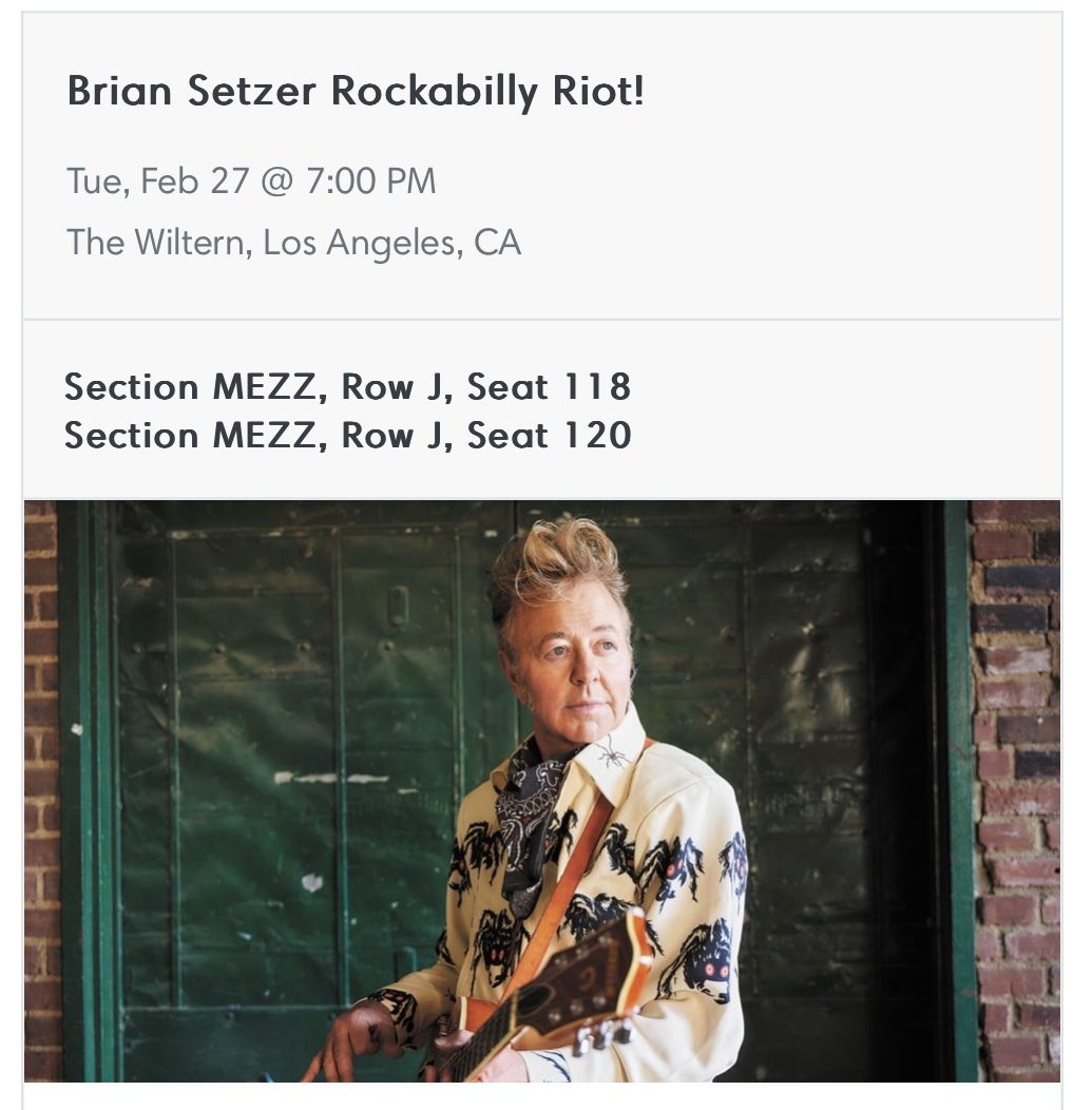 Brian Setzer (Stray Cats) The Wiltern 