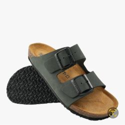 100% Genuine Leather Men's Sandals
Comfortable Cushioned Smart Foam
Footbed, Slip-On Slides for Casual Summer
Wear, Adjustable Fit, Durable Non-Slip S