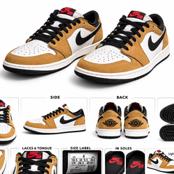 Air Jordan 1 Low (White / Golden Harvest / Black) Size 12