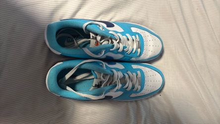 White and blue air force ones