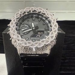 Bust Down Moissanite Gshock Ga-2100 Watch Passes Diamond Tester 