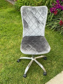 Velvet grey modern vanity chair