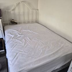  Full Size Bed Frame, Clean Matress And Box Spring 