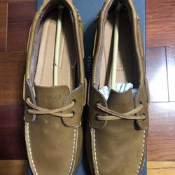 New - Tommy Hilfiger Medium Brown Leather Boat Shoes