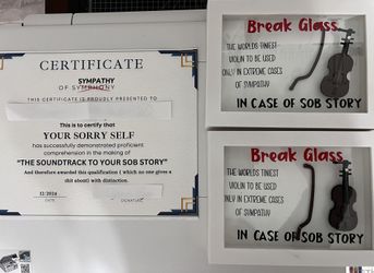 Tiny Violin Gag Gift With Certificate