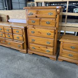Oak Chest Dresser and Nightstand