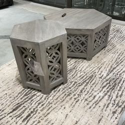 Primitive Collections Willow Gray Hexagon Coffee Table and side  table