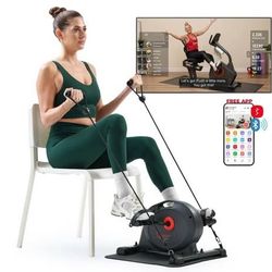 New Under Desk Smart Mini Pedal Exerciser, Low Profile Exercise Cycle Bike and Mat/Workout Bands