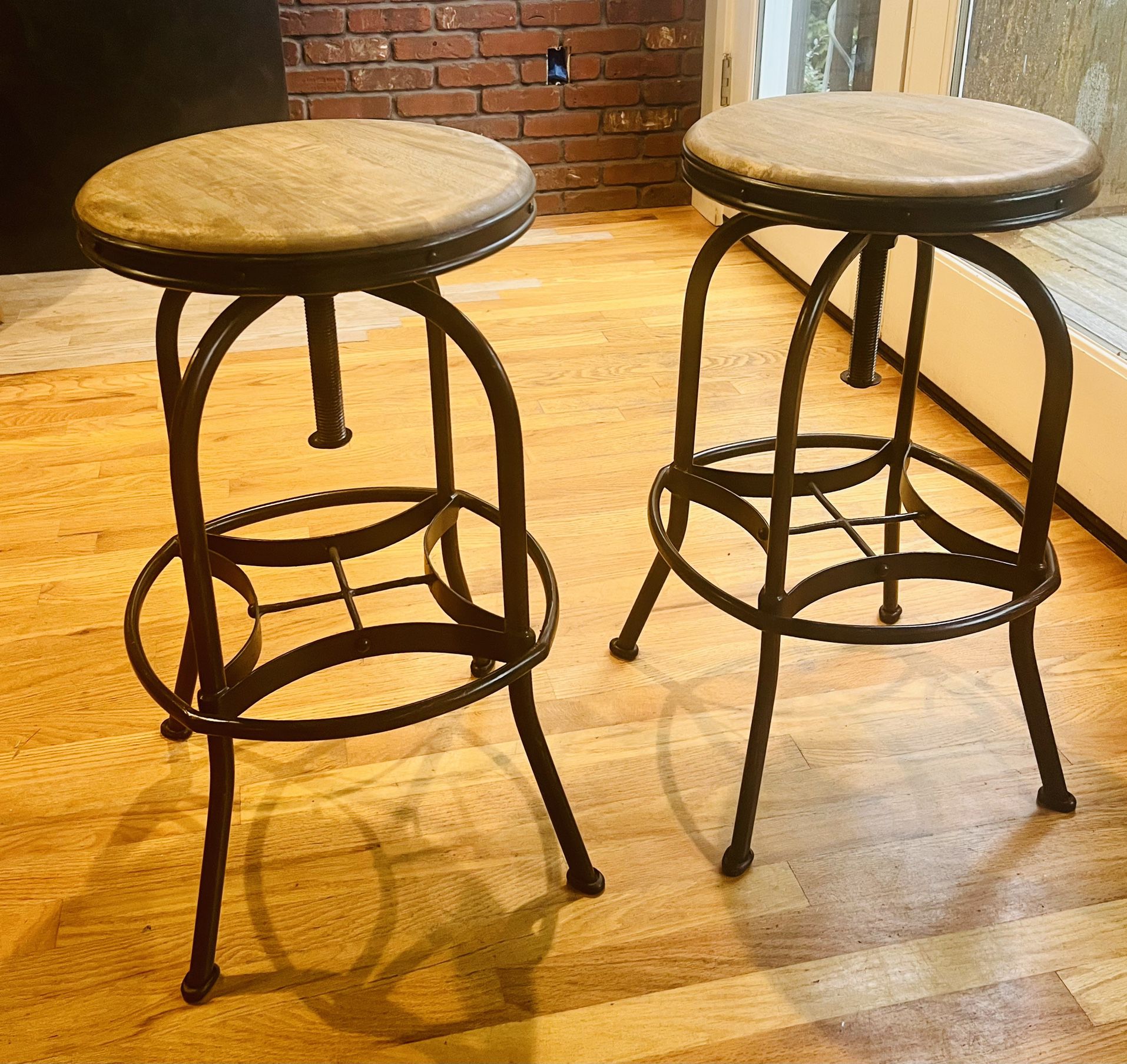 Two Solid Wood And Steel Adjustable Bat Stools for Sale in Kirkland, WA ...