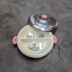 Vintage Hankscraft Little Bo Peep Divided Warming Dish