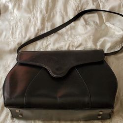 Prescott & York Black Leather Handbag - 11" X 8"